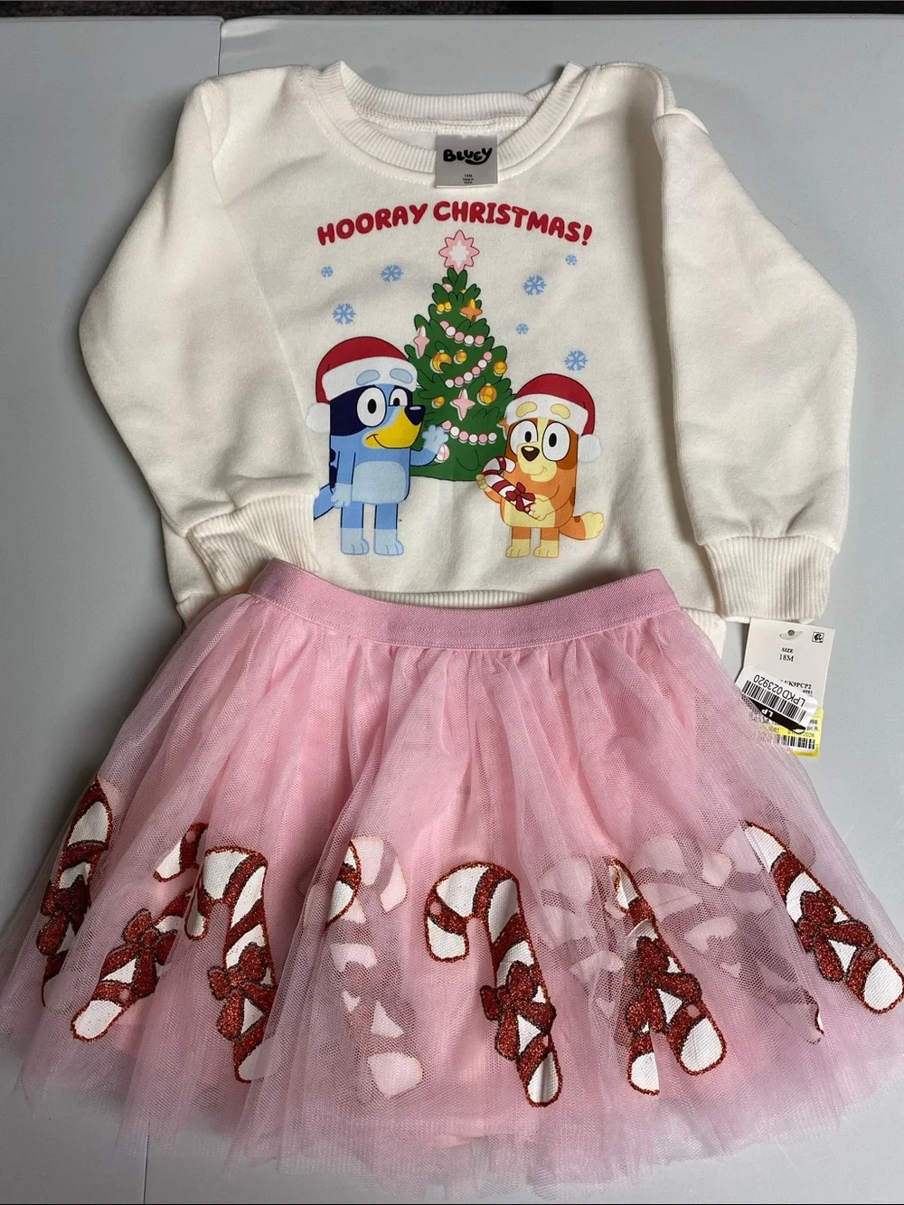Kids Christmas Bluey Sweatshirt &  Tulle Dress - NWT. Size 18M